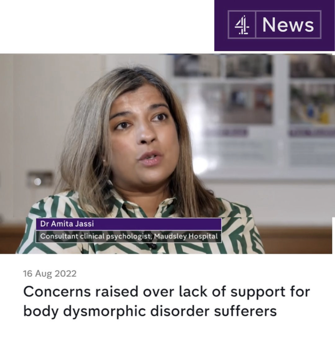 Channel 4 – concerns over lack of support for those with BDD